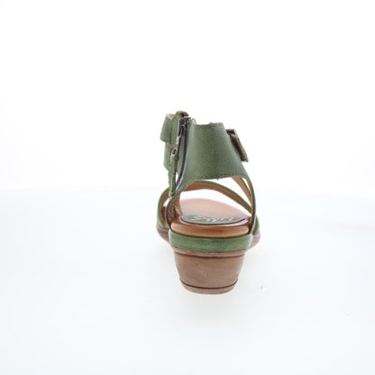 Miz Mooz Coolidge Womens Green Leather Hook & Loop Heeled Sandals Shoes