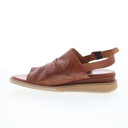 Miz Mooz Cornwall Womens Brown Leather Hook & Loop Strap Sandals Shoes