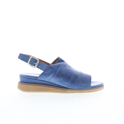 Miz Mooz Cornwall Womens Blue Leather Hook & Loop Strap Sandals Shoes