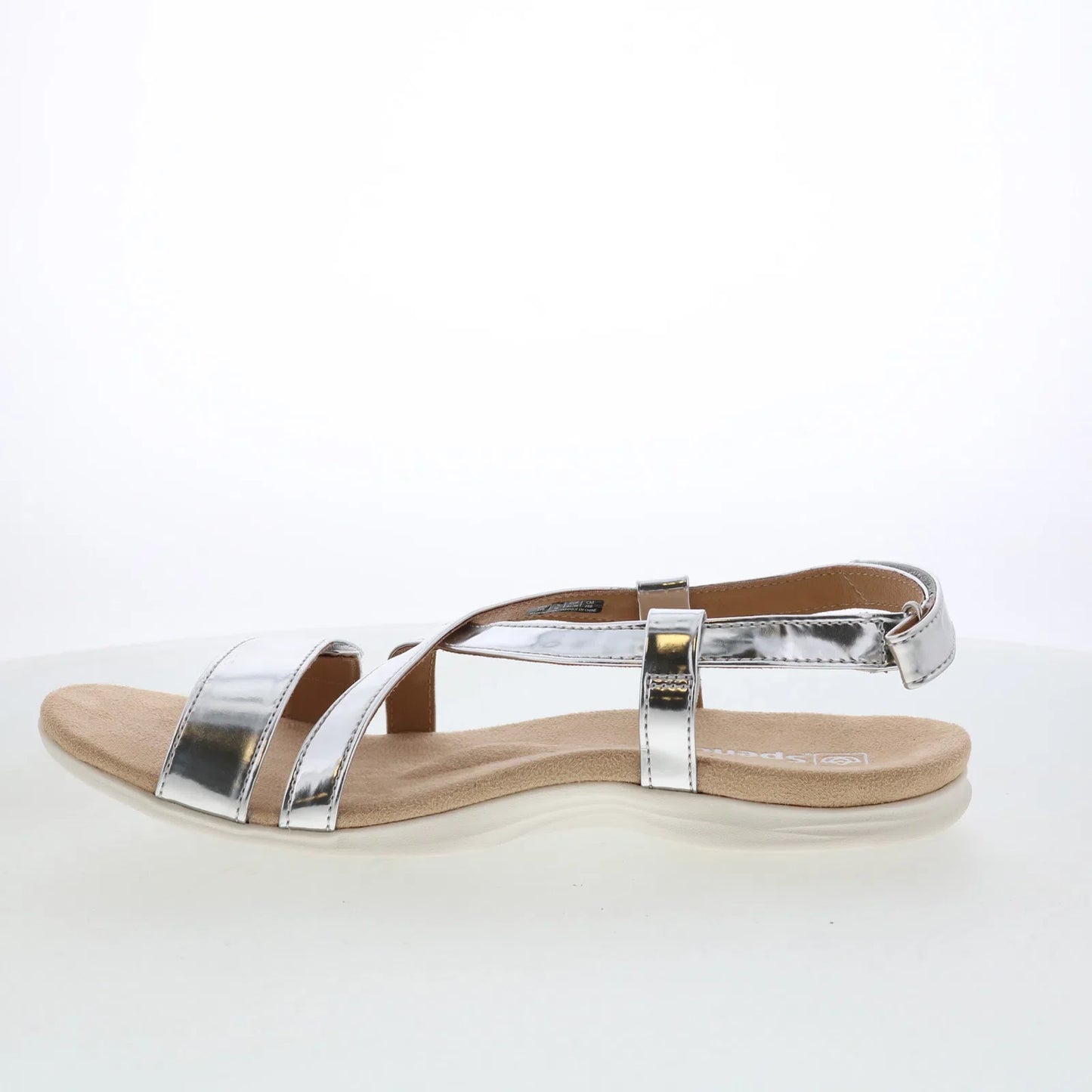 Spenco Cross-Strap Chrome SP1034CSR Womens Silver Strap Sandals Shoes