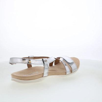 Spenco Cross-Strap Chrome SP1034CSR Womens Silver Strap Sandals Shoes