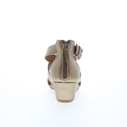 Comfortiva Rabea CT0011973 Womens Gold Leather Zipper Wedges Sandals Shoes
