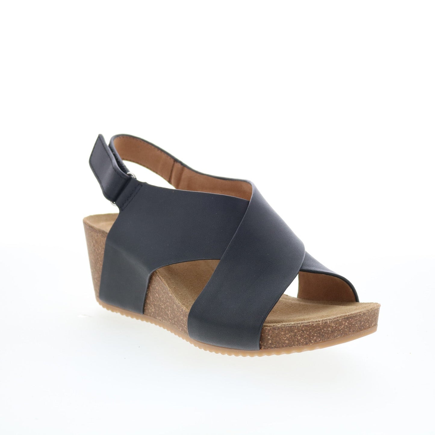 Comfortiva Eva CT00575 Womens Black Leather Strap Wedges Sandals Shoes