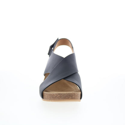 Comfortiva Eva CT00575 Womens Black Leather Strap Wedges Sandals Shoes