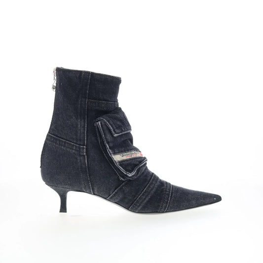 Diesel D-Venus Pocket LB Womens Black Canvas Slip On Ankle & Booties Boots