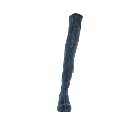 Diesel D-Woodstock TBT Womens Blue Canvas Zipper Knee High Boots