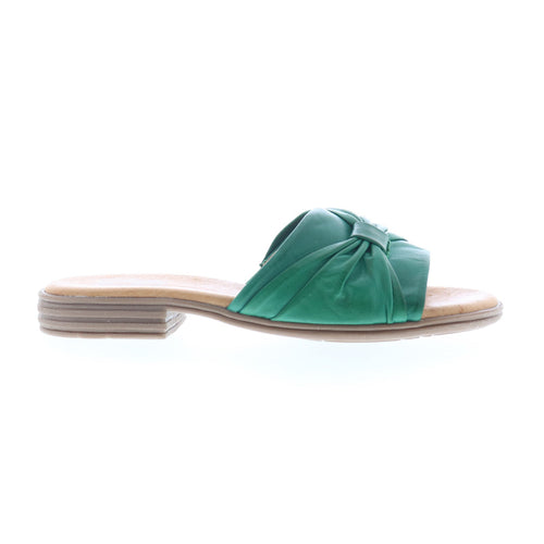 Miz Mooz Daisey Womens Green Leather Slip On Slides Sandals Shoes