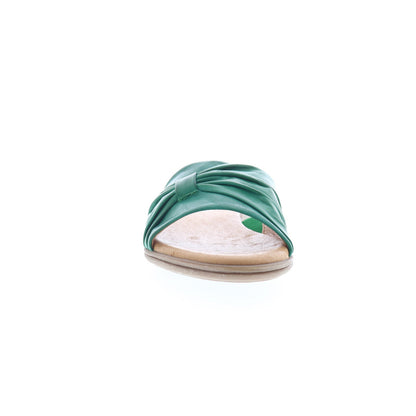 Miz Mooz Daisey Womens Green Leather Slip On Slides Sandals Shoes