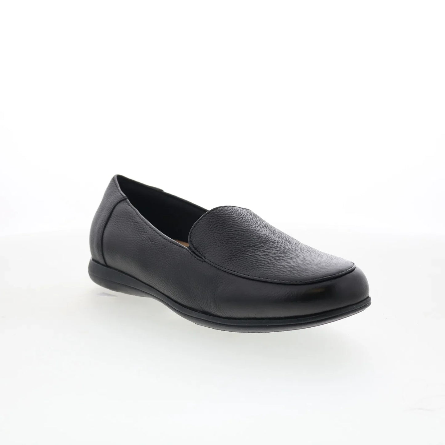 Trotters Deanna T2055-001 Womens Black Leather Slip On Loafer Flats Shoes