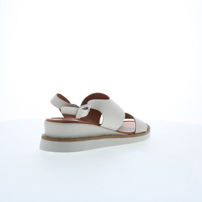 Miz Mooz Elliot Womens Beige Leather Hook & Loop Strap Sandals Shoes