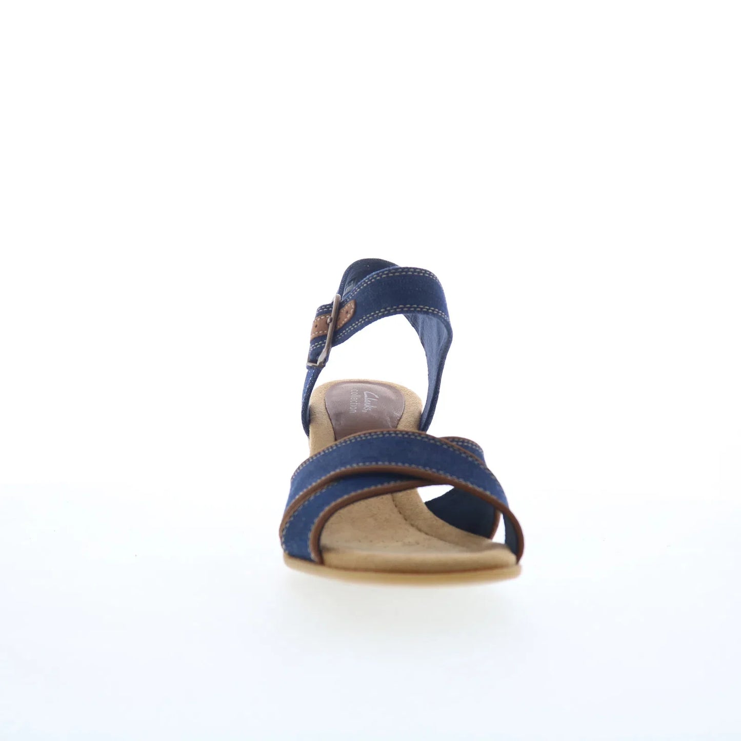 Clarks Emmalae Iris 26181666 Womens Blue Canvas Wedges Sandals Shoes