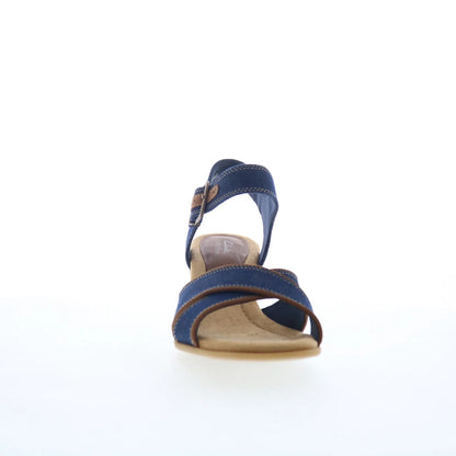 Clarks Emmalae Iris 26181666 Womens Blue Canvas Wedges Sandals Shoes