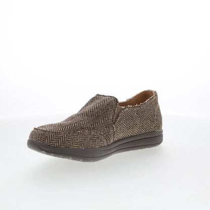 Minnetonka Expanse 61083 Womens Brown Canvas Slip On Loafer Flats Shoes