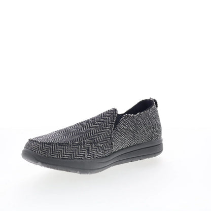 Minnetonka Expanse 61084 Womens Black Canvas Slip On Loafer Flats Shoes