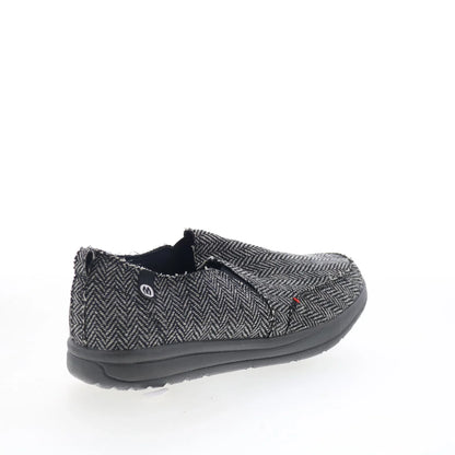 Minnetonka Expanse 61084 Womens Black Canvas Slip On Loafer Flats Shoes