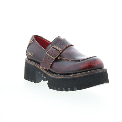 Bed Stu Kavi F346047 Womens Brown Leather Hook & Loop Loafer Flats Shoes