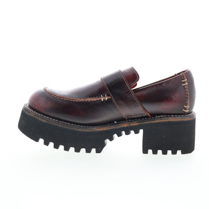 Bed Stu Kavi F346047 Womens Brown Leather Hook & Loop Loafer Flats Shoes