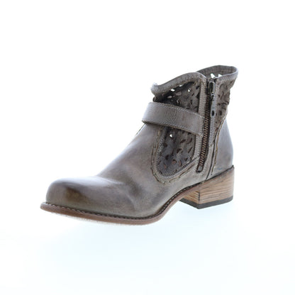 Bed Stu Heather F378101 Womens Gray Leather Hook & Loop Casual Dress Boots