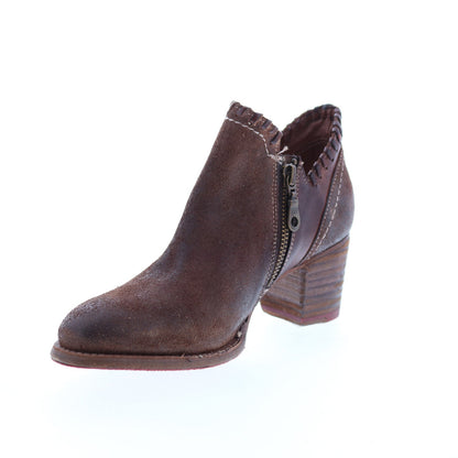 Bed Stu Carla F393009 Womens Brown Leather Zipper Ankle & Booties Boots