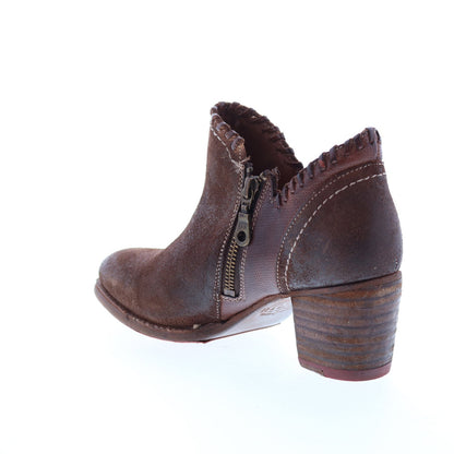 Bed Stu Carla F393009 Womens Brown Leather Zipper Ankle & Booties Boots