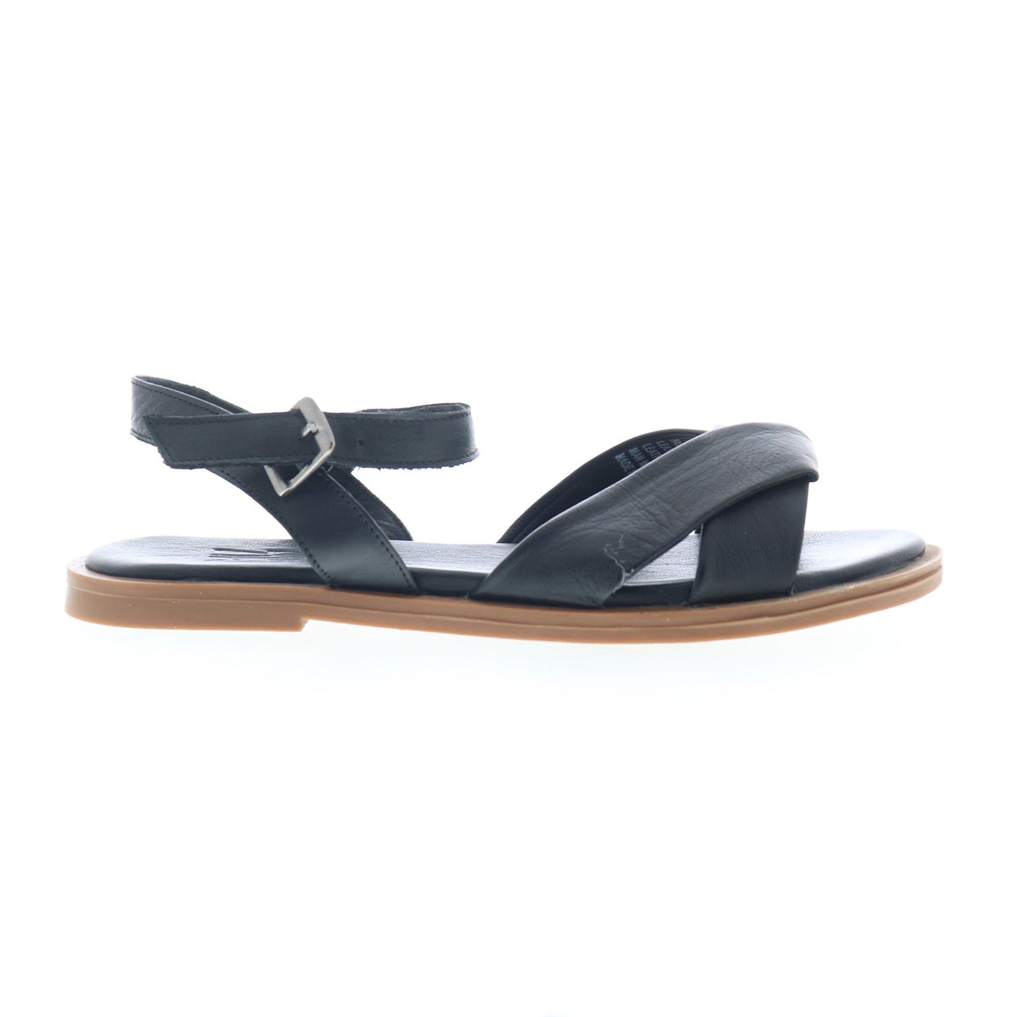 Miz Mooz Fallyn Womens Black Leather Hook & Loop Strap Sandals Shoes
