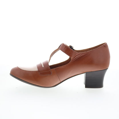 Miz Mooz Fancie Womens Brown Leather Hook & Loop Pumps Heels Shoes