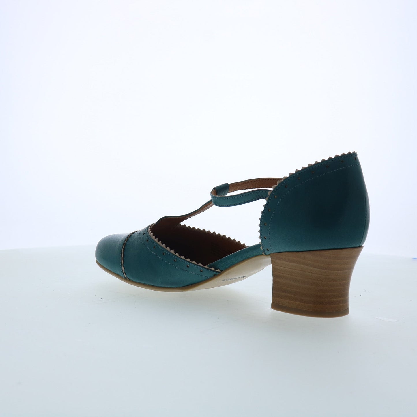 Miz Mooz Fernie Womens Blue Leather Hook & Loop Strap Heels Shoes