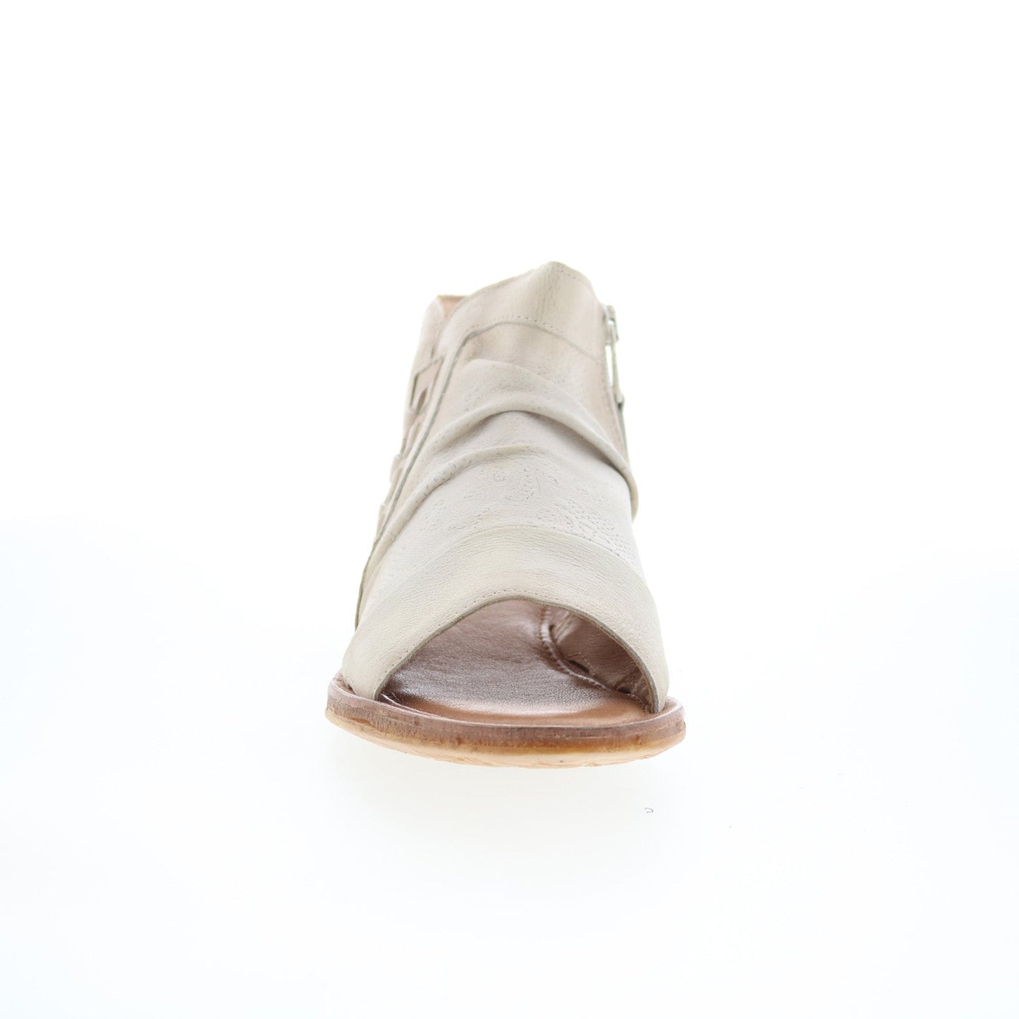 Miz Mooz Flaire Womens Beige Leather Zipper Strap Sandals Shoes