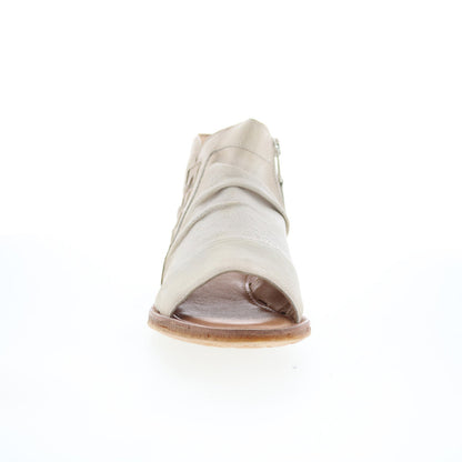 Miz Mooz Flaire Womens Beige Leather Zipper Strap Sandals Shoes