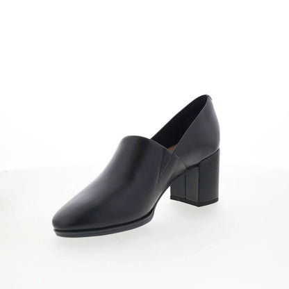Clarks Freva 55 Lily 26172053 Womens Black Leather Slip On Pumps Heels Shoes