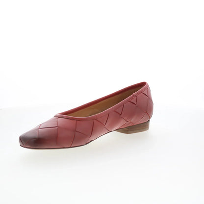 Trotters Hanny T2125-600 Womens Red Leather Slip On Ballet Flats Shoes