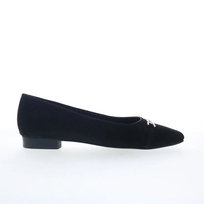 Trotters Harmony T2250-003 Womens Black Nubuck Slip On Ballet Flats Shoes