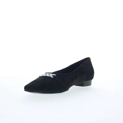 Trotters Harmony T2250-003 Womens Black Nubuck Slip On Ballet Flats Shoes
