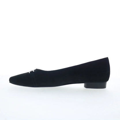 Trotters Harmony T2250-003 Womens Black Nubuck Slip On Ballet Flats Shoes