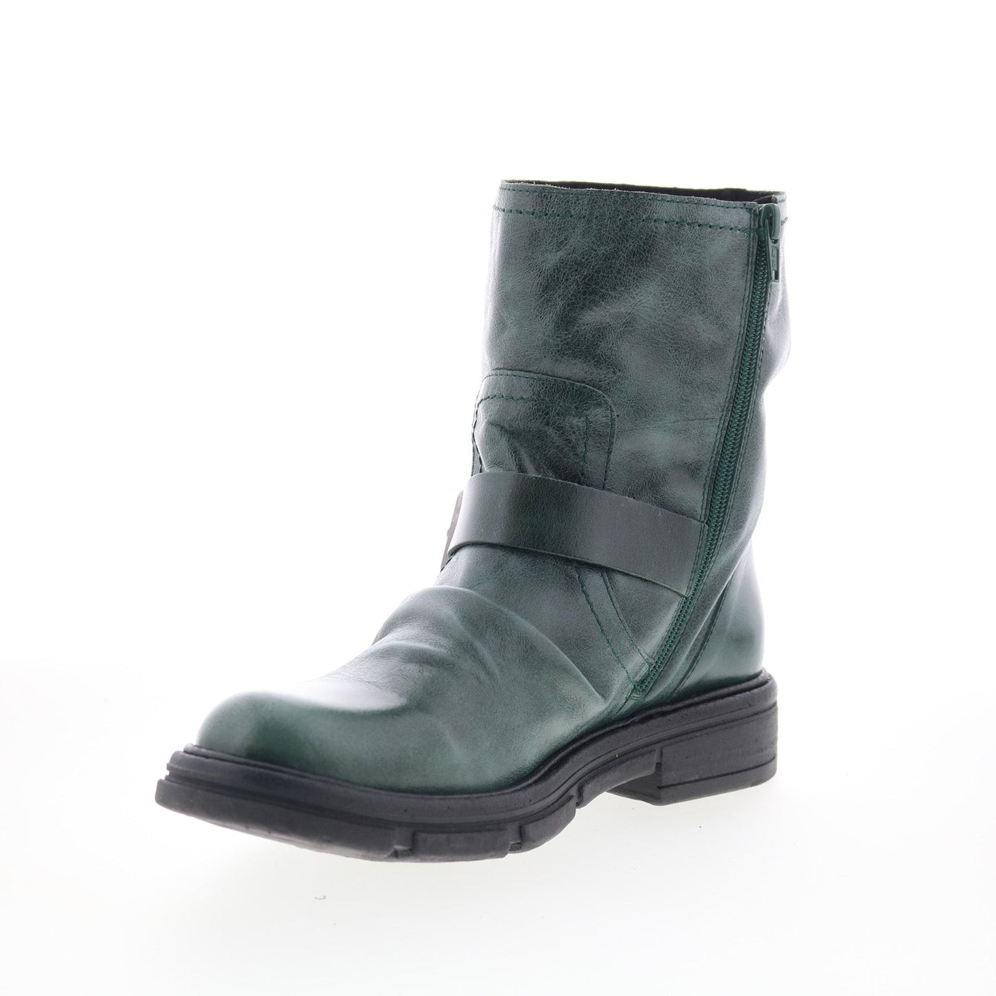 Miz Mooz Holdyn Womens Green Leather Zipper Casual Dress Boots