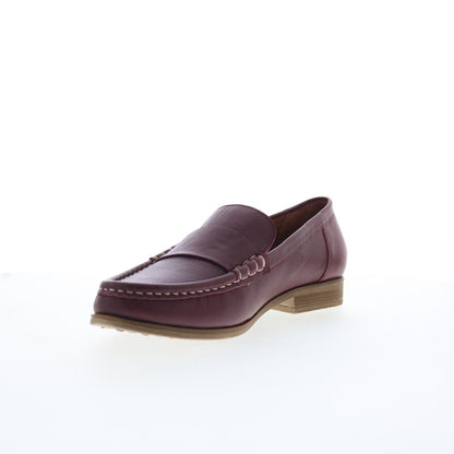 Miz Mooz Issy Womens Burgundy Leather Slip On Loafer Flats Shoes