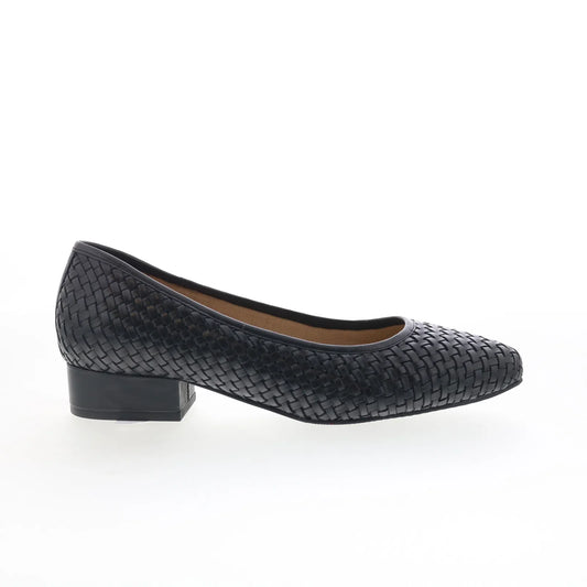 Trotters Jade T2269-001 Womens Black Leather Slip On Pumps Heels Shoes