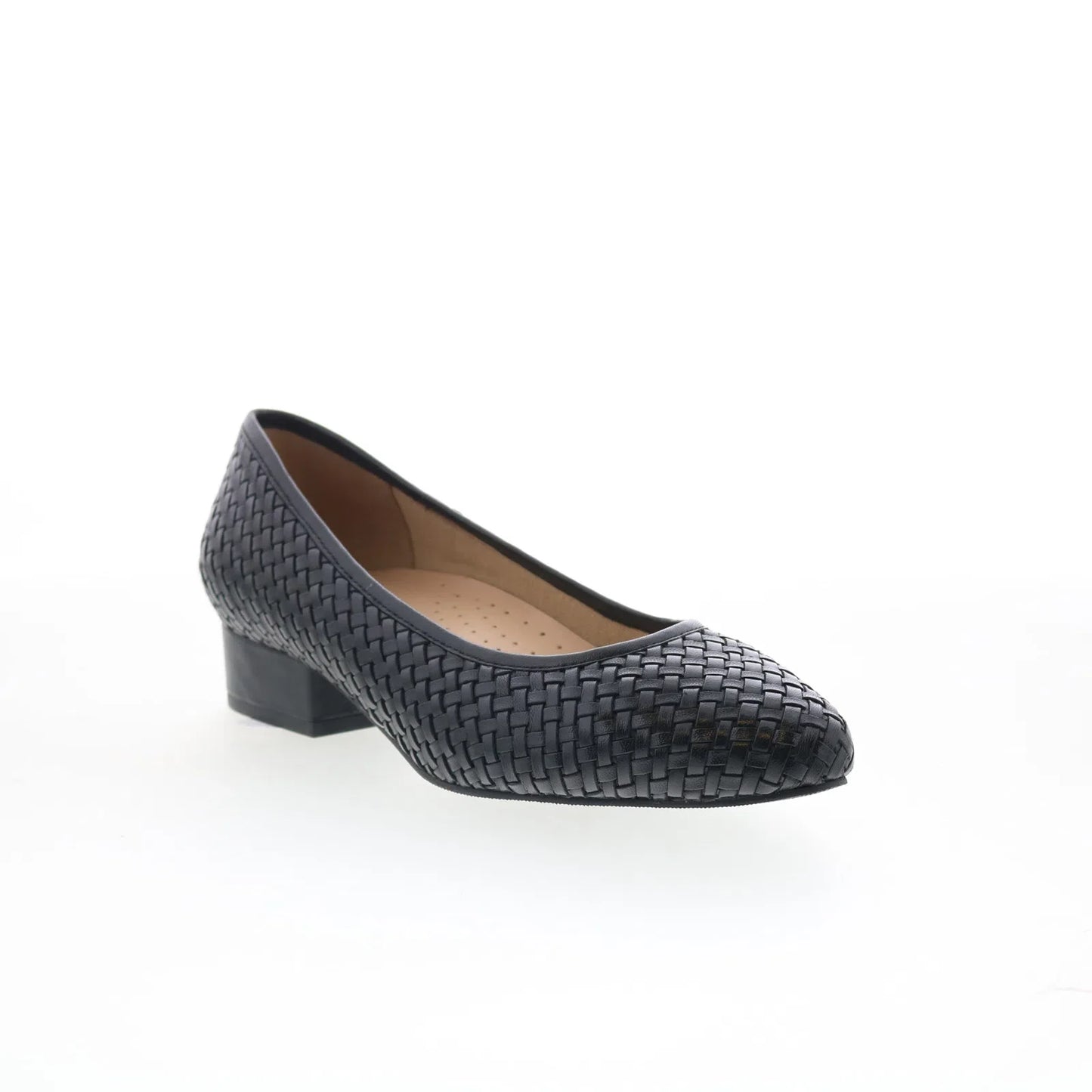 Trotters Jade T2269-001 Womens Black Leather Slip On Pumps Heels Shoes