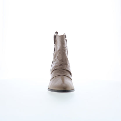 Miz Mooz Jared Womens Beige Leather Zipper Ankle & Booties Boots