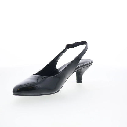 Trotters Keely T1907-005 Womens Black Patent Leather Slingback Heels Shoes