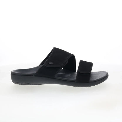 Spenco Kholo Nuevo SP1064BLK Womens Black Wide Slides Sandals Shoes