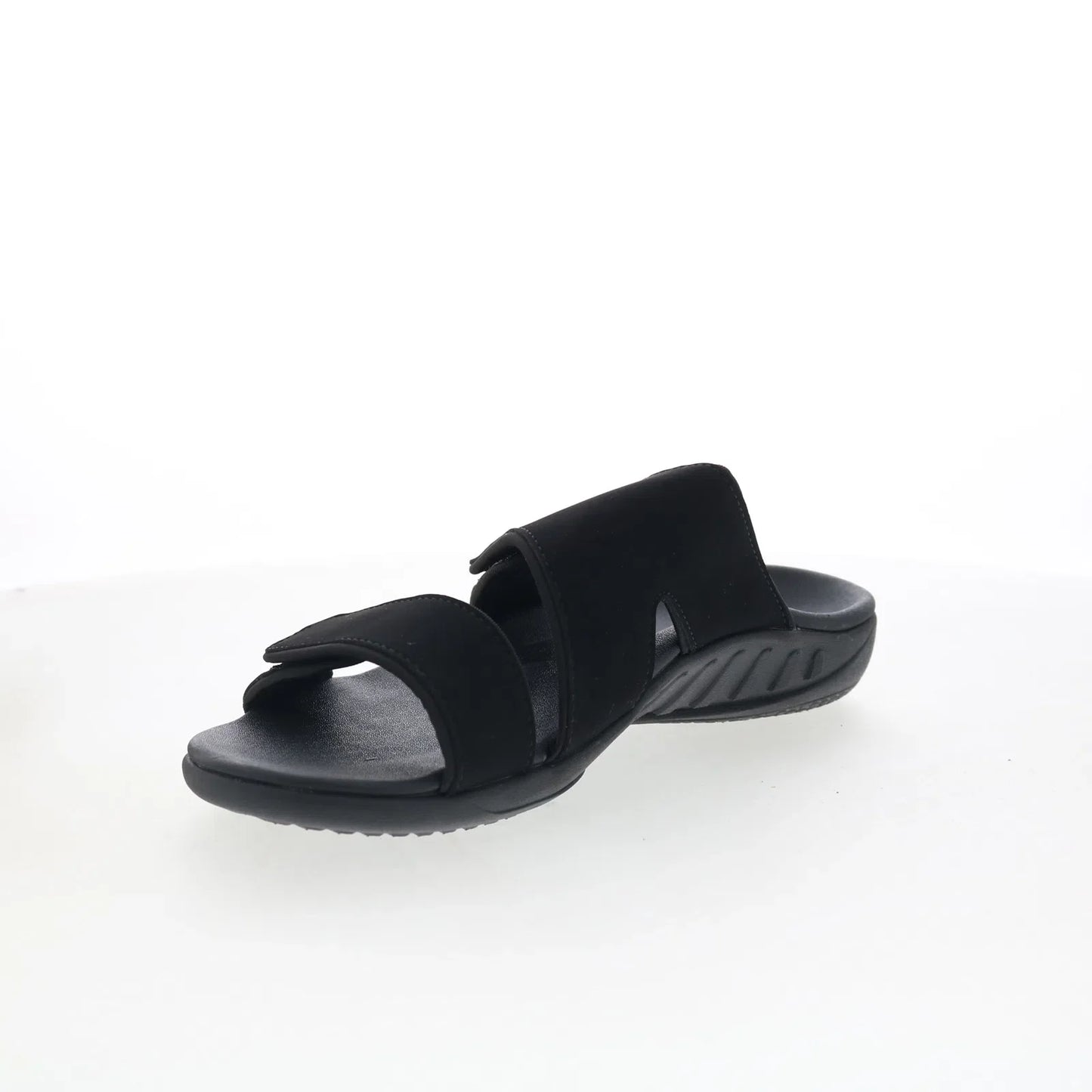 Spenco Kholo Nuevo SP1064BLK Womens Black Wide Slides Sandals Shoes
