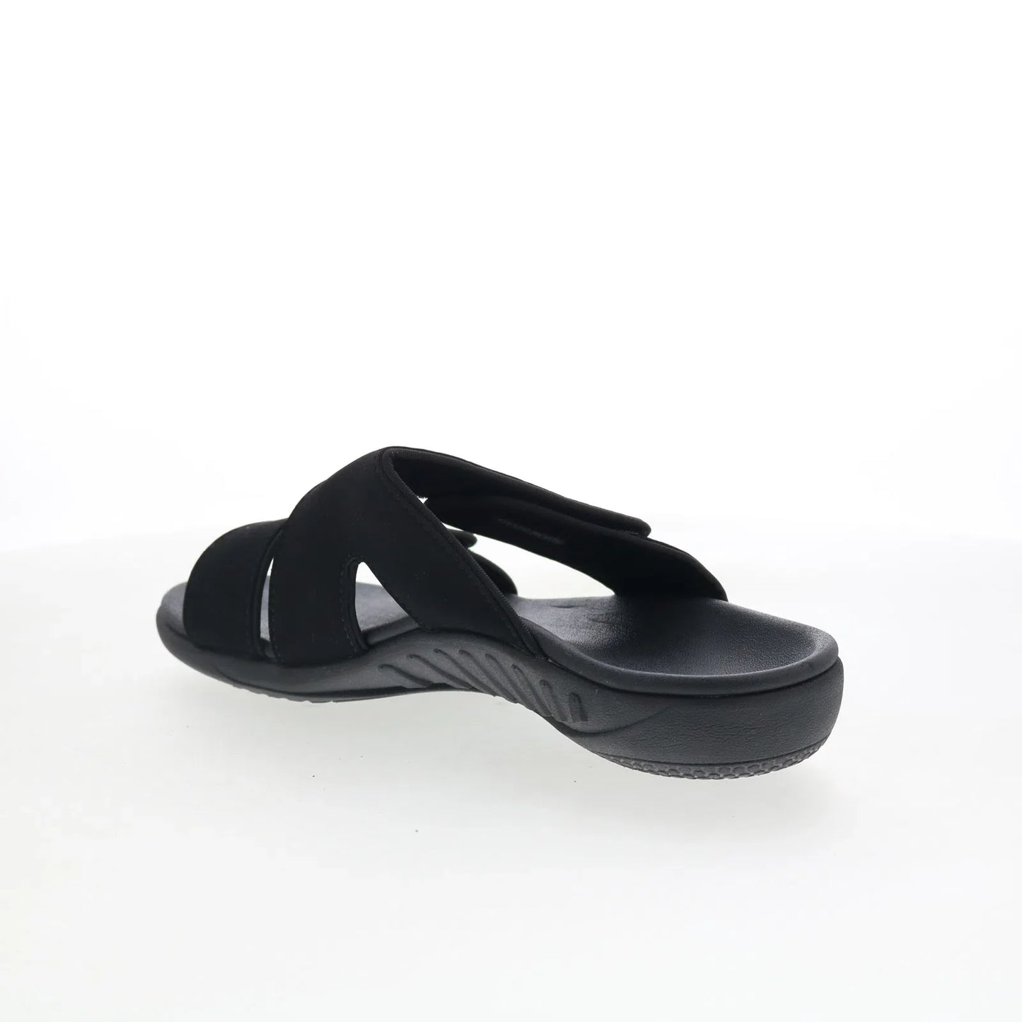 Spenco Kholo Nuevo SP1064BLK Womens Black Wide Slides Sandals Shoes
