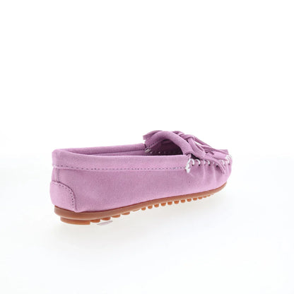 Minnetonka Kilty 406PW Womens Purple Wide Suede Slip On Loafer Flats Shoes
