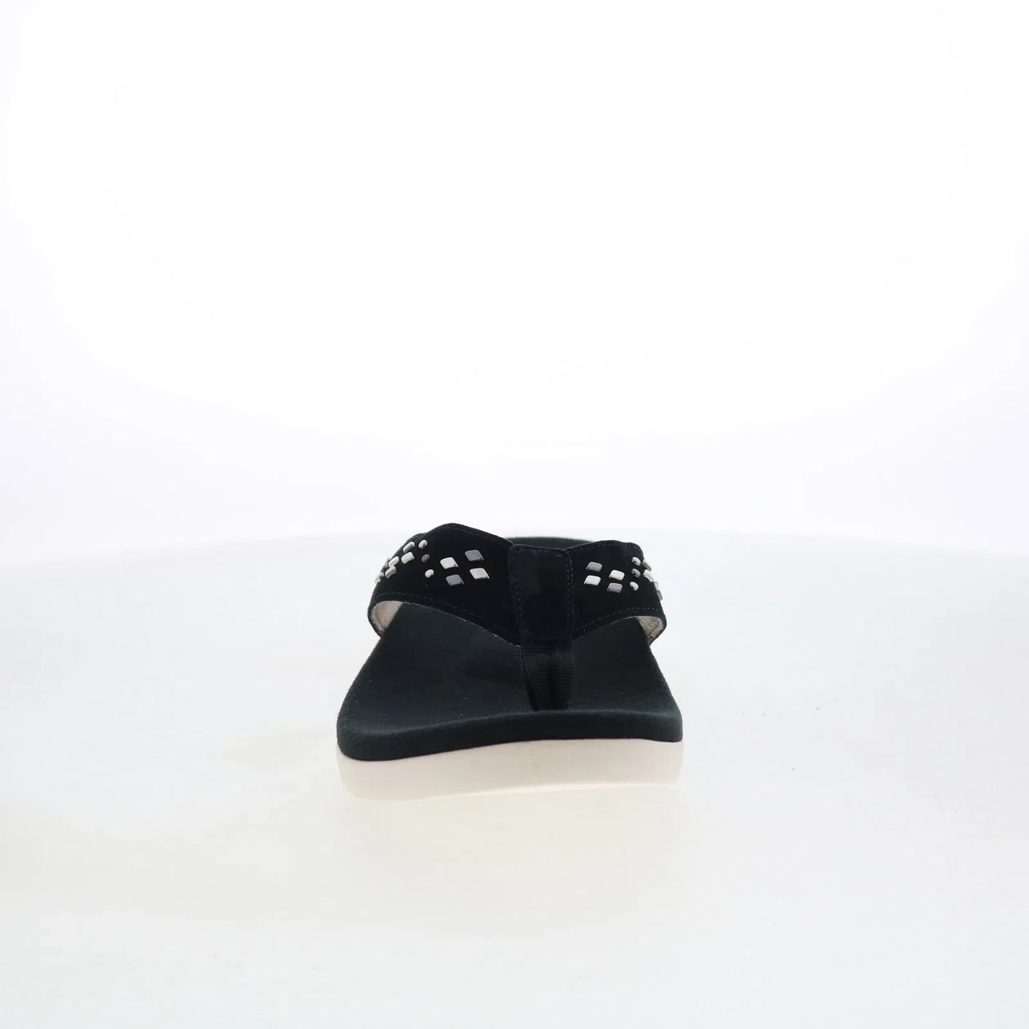 Spenco Laguna Stud SP1139BLK Womens Black Suede Flip-Flops Sandals Shoes