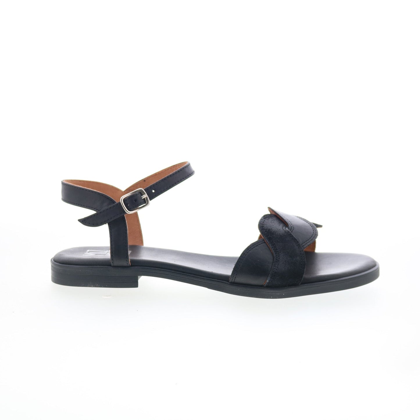 Miz Mooz Lakelyn Womens Black Leather Hook & Loop Strap Sandals Shoes