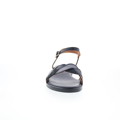 Miz Mooz Lakelyn Womens Black Leather Hook & Loop Strap Sandals Shoes