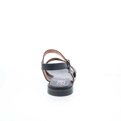 Miz Mooz Lakelyn Womens Black Leather Hook & Loop Strap Sandals Shoes