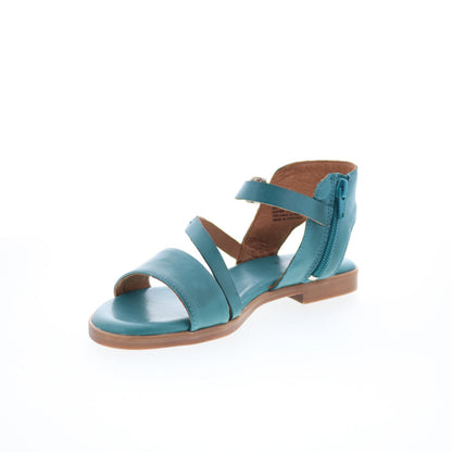 Miz Mooz Landyn Womens Blue Leather Hook & Loop Strap Sandals Shoes