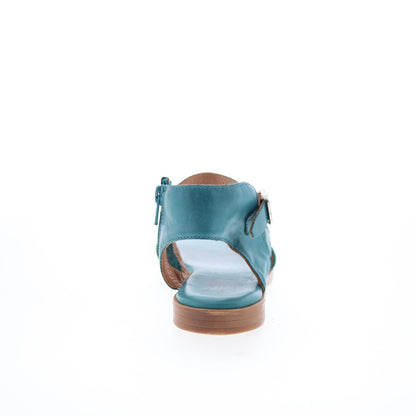 Miz Mooz Landyn Womens Blue Leather Hook & Loop Strap Sandals Shoes